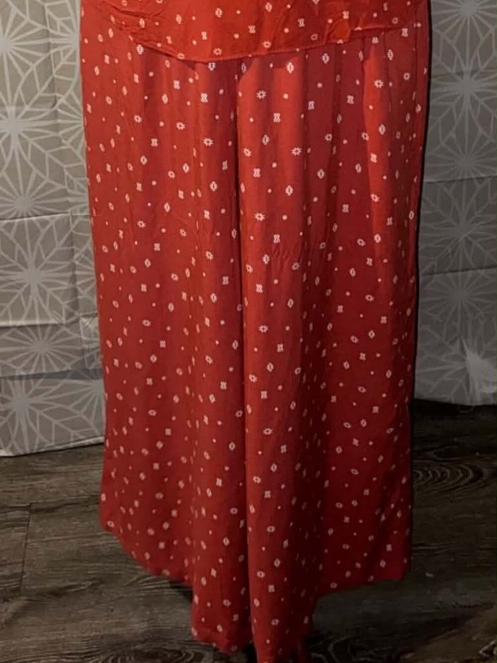 PULL‑ON WIDE LEG STRETCH CHALLIS SMOCKED HIGH WAIST PANT (BOTTOM ONLY)